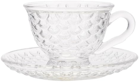 TOYANDONA Ensemble de Tasses à Café Soucoupes en Verre Transparent 101-200 Ml Service de Vaisselle Élégant pour Café Thé et Boissons Chaudes pour Maison