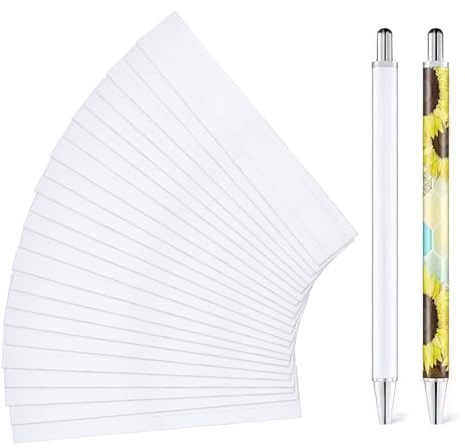 nbeads 350 Pcs Film Rétractable de Sublimation pour Stylo, Film Rétractable pour Capuchon de Stylo Support Vierge en Plastique 11.9x2cm pour Sublimation Accessoire pour la Fabrication de Stylos