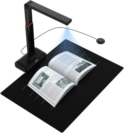 VIISAN Escáner de documentos: cámara de documentos USB, tamaño de captura de hasta A2, 130 idiomas OCR, tecnología de aplanamiento automático y desorientación, detección de giro de página, escaneo