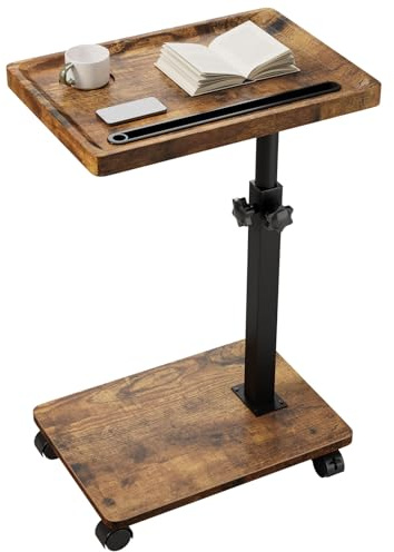 IBUYKE Table d’appoint avec roulettes,Hauteur Réglable,Marron TVT007H