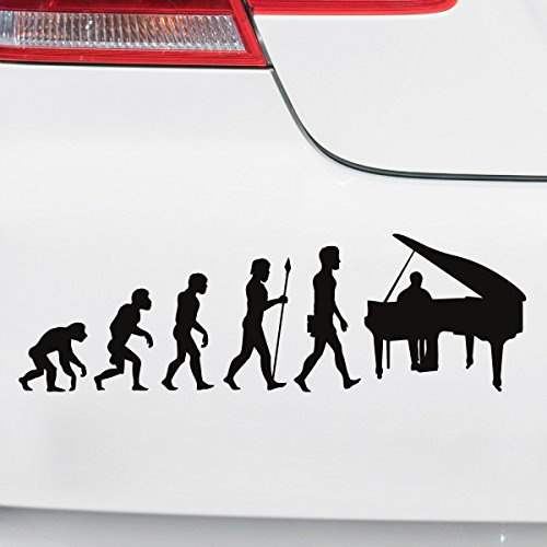 Motoking Autoaufkleber - Lustige Sprüche & Motive für Ihr Auto - Evolution Piano - 25 x 7,8 cm - Schwarz Glänzend