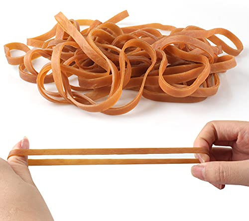 Lvcky Confezione da 25 elastici in gomma di grandi dimensioni e robusti, 160 x 6 mm di larghezza, per ufficio, casa, scuola, colore giallo scuro