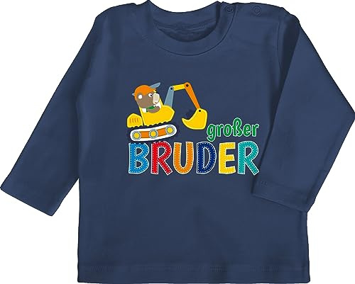 Shirtracer - Baby Langarmshirt - Großer Bruder Bagger I Grosser Bruder Geschenk