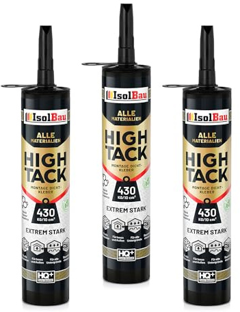 Isolbau Montage-Kleber Extra Stark High Tack - 3 x 530 g - Alleskleber für Innen- & Außenbereich - Baukleber Hybrid MS Polymer - Extrem Stark - 430 kg / 10 cm² - Weiß