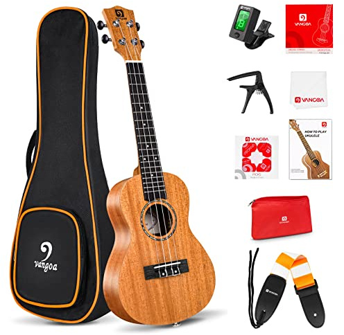 Vangoa Soprano Ukulele Mahogany 21 inches Ukulele Starter Kit for Adults and Children with A Bag, Manual, Strap, Metal Capo, Tuner