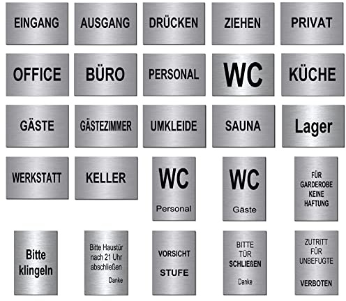 Schilder aus Aluminium-Edelstahloptik Toilettenschild-150 x 100 x 3 mm-Design Schild-Warnschild-Hinweisschild-selbstklebend (1905-95 Büro)