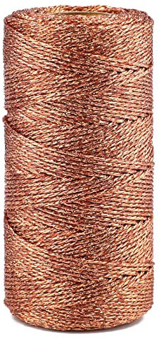 G2PLUS 1.5MM Roségold Metallic Kordel, 100M Nicht Elastisch Kordelband Schnur, DIY Bastelschnur zum Weihnachten, Handwerk Hochzeit Dekorieren oder Geschenkverpackung