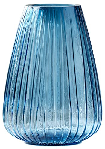BITZ Kusintha Vase aus Glas, Höhe 22 cm, Blau
