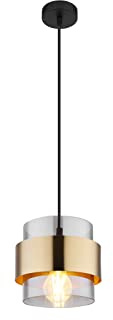Globo LED Pendelleuchte mit Rauchglas und Messingring Ø18cm, 1-flammig