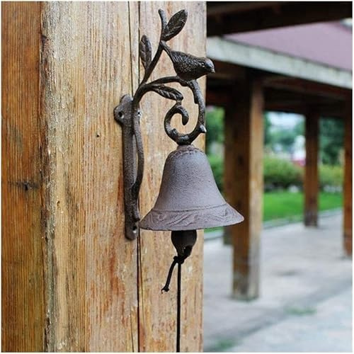 RAN Cast Iron Door Bell Garden Cast Iron Front Door Bell Rustic Welcome Door Wall Vintage Design Entrance Porch Outdoor Sign Doorbell