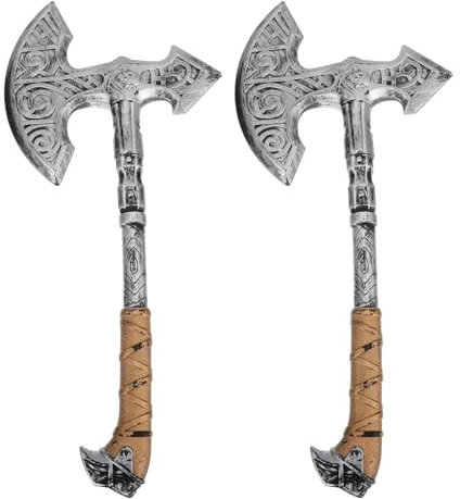 Homoyoyo 2pcs Hatchet Prop, Halloween Masquerade Vintage Toy Ornaments Props Prop Accessories Cospaly Haunted Desktop Without Costume Accessory Metal Silver Fancy House