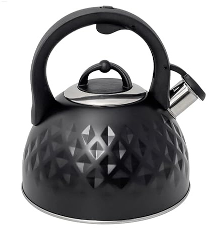 Edelstahl Flötenkessel Teekessel Wasserkessel 2,5L Wasserkocher Pfeifkessel - Farben (Schwarz)