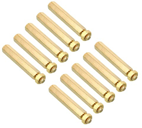PATIKIL 20 Pack 40mm+6mm M5 Abstand Schrauben Messing Goldton | Hex PCB Abstandshalter Gewindemutter Abstandsbolzen, Für Mutter Bretter Computer Gehäuse Leiterplatten Elektronik