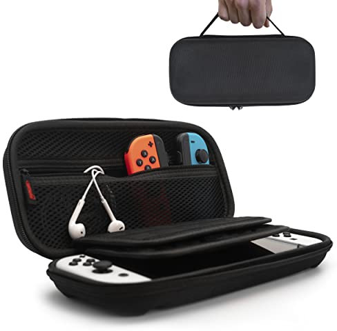 MyGadget Cover compatibile con Nintendo Switch | OLED - Custodia rigida con Tasca per 20 giochi - Nylon Box per console e controller Joy Con - Borsa in nero