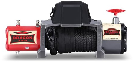 DRAGON WINCH - Verricello Elettrico 24V Maverick 12000 lbs / 5443 kg Cavo in Sintetico 20m Verricello per Auto e Carro Attrezzi incluso telecomando senza fili + argano accessori | Impermeabile IP67