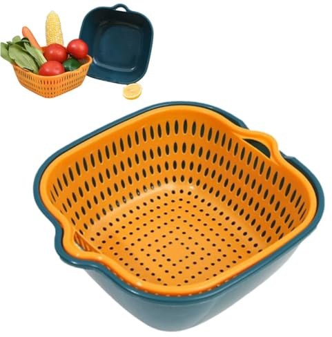 Multifunktion Küchensieb Set, Doppelte Schichte Seiher Schüssel Sieb Nudelsieb Kunststoff Abtropfsieb Ablaufbecken Abflusskorb Waschschüssel Und Sieb Aus Kunststoff Ablaufschalen Für Obst Reis