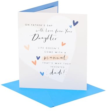 UK Greetings Vatertagskarte von der Tochter | Karte für Vater, Großvater, Ehemann | Ihn, Jungen, Männer | schönes Design | mit Umschlag | 159 x 184 mm