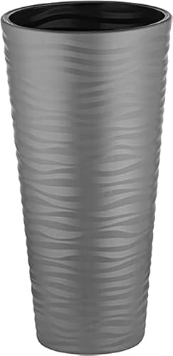 Pot de fleurs haut M anthracite - 70 cm - Pour porte intérieure et extérieure - Avec insert
