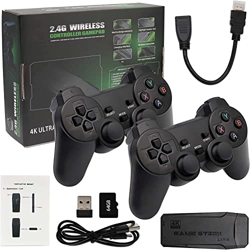 GENERAL TRADERS Retro Classic Console, consola de juegos retro con 10000+juegos, consola para videojuegos con 2 x 2,4 G controlador Bluetooth inalámbrico, 64 GB HDMI 4 K consola de juegos con USB