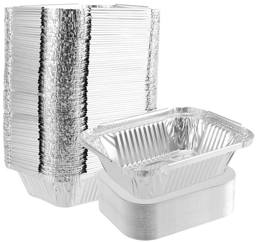 100 Stück Aluschalen mit Deckel, 260ml Alu Grillschalen, Quadrat Aluminiumschalen, 13x10x4.2cm Aluminium Tropfschalen, Aluminium-Grillschalen aus Aluminiumfolie für Grill, Kuchen, Obst und Gemüse