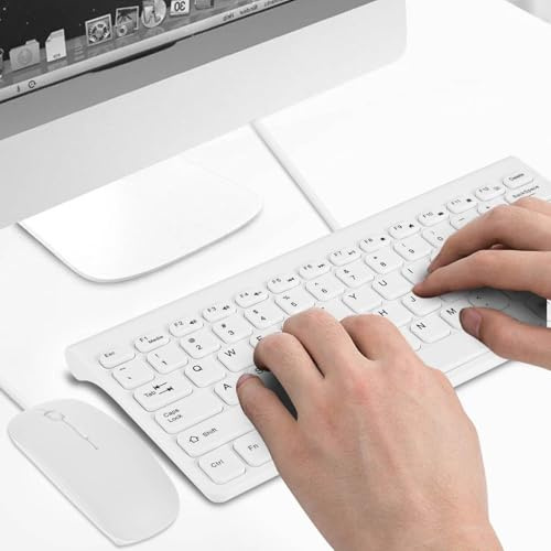 Bewinner Usb Wired Keyboard Mouse Kit, Mini Ergonomic Keyboard And Mouse Set - Black/White, Ultra-Thin Design, Suitable For Office Work And Entertainment Life (White)