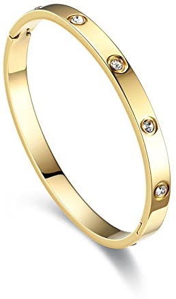 cutepul Braccialetto dell'amicizia in acciaio inossidabile con zirconi cubici riempiti in oro e argento, da donna, festa della mamma, San Valentino, matrimonio, coppia e regalo di compleanno, standard