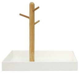 BUYSK Vassoio portachiavi per tavolo d'ingresso, vassoio organizer con 3 ripiani in legno per chiavi, bracciali, orologi, gioielli, telefono (quadrato)