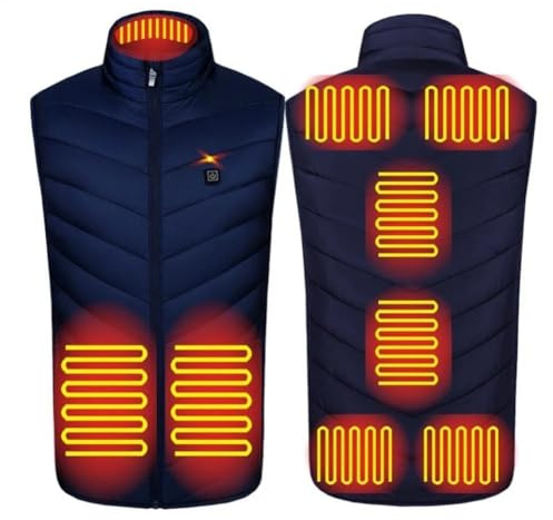 Chaleco calefactable con 3 ajustes de temperatura y 9 zonas de calefacción, chaqueta eléctrica con calefacción USB, chaleco calefactor for el cuerpo, ropa for mujeres y hombres ( Color : Blue , Size :