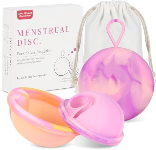 FENYW Disco Mestruale, Coppetta Mestruale in Silicone, Disco Menstruale, Disco Periodico Riutilizzabile, Coppetta Mestruale morbida, Tenuta Stagna Alternativa ai Tamponi (S+L)