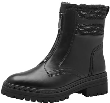 MARCO TOZZI Dam ankelboots med dragkedja 2-26449-43 trendiga stövlar, Svart kamma, 37 EU