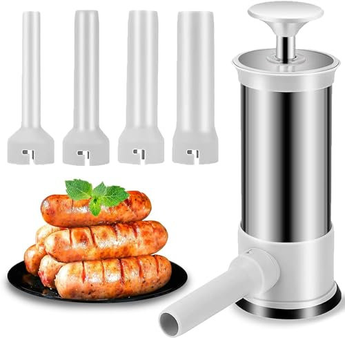 Velae 2024 New Sausage Stuffer With 4 Different Sizes Stuffing Tubes,Sausage Maker Machine,Home Kitchen Detachable Sausage Stuffer
