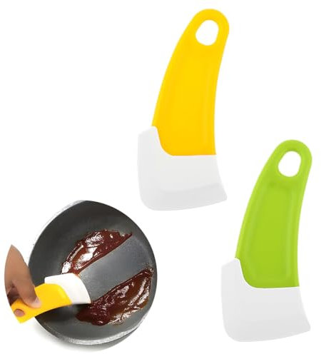 2 Pack Silicone Pan Cleaning Scraper Non-Stick Plastic Pot Scraper Tool for Kitchen Cleaning Bowl Scraper Dish Scraper for Pans Pots (Mix)