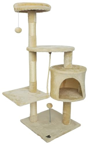 SPOCADO Athletic Arbre à chat - 112 x 40 x 40 cm - Confort et plaisir ultimes pour votre chat - Sous places de couchage, grotte, plate-forme - Colonnes à gratter pour un soin optimal des griffes