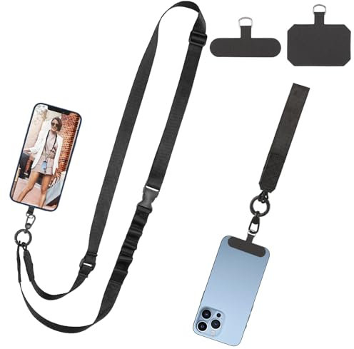 LUOWAN Phone Lanyard Neck Strap,Universal Mobile Phone Strap Crossbody Adjustable Cell Phone Strap Compatible with Most Smartphones (Black)
