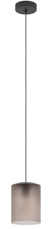 EGLO Hängelampe Colomera, Pendelleuchte über Esstisch | elegante Esszimmerlampe aus Metall in Schwarz und Rauchglas, E27 Fassung, Ø 15 cm