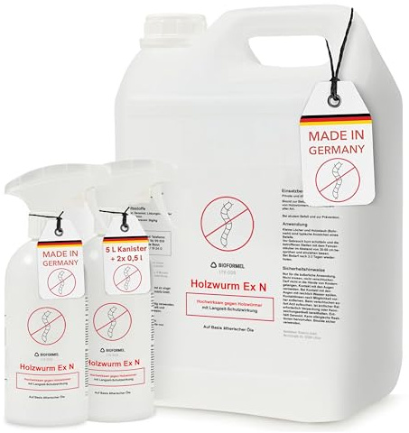 BIODELTA Holzwürmer-Ex Set 6 l - Holzwurm bekämpfen, innen und außen | Für Möbel, Balken und Zäune - fleckenfrei auf Wasserbasis - innen und außen (Bundle 2 x 500ml + 1x 5l)