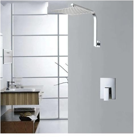 ZCCZJS Bathroom Shower, Bath Faucet Rainfall Shower System Head Brass Chrome Rain Fashion Ultra-Thin Panel Wall Mounted Shower Mixer Taps