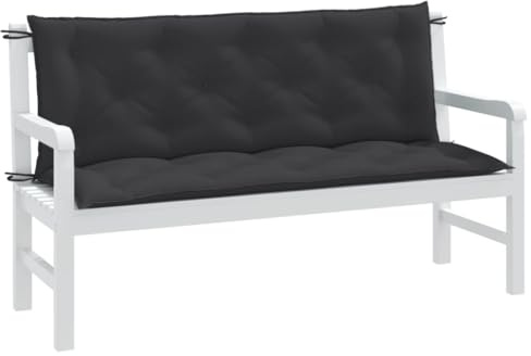 Brokky Gartenbank-Auflagen 2 STK. Sitzauflage Bank Gartenbank Auflage Sitzauflagen FüR BäNke Melange Anthrazit 150x50x7 cm Stoff