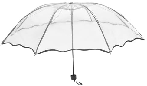 GLSTOY Paraguas Transparente Plegable Compacto De Viaje, Resistente Lluvia Sol, Para Todo Tipo De Clima, Portátil Para Uso Diario y Exterior, Tamaño Pequeño Negro