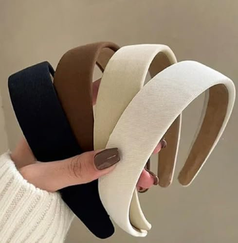 Haarreifen Damen Breit, 4pcs Haarreifen modern, 1 Zoll, Stirnbänder Breit, Modischer Damen Haarschmuck für Den Weg zur Arbeit und Partys