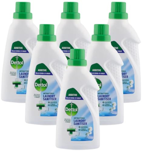Dettol Laundry Sanitiser, Fresh Cotton, 6 X 750ML Multipack (4.5L Total), Antibacterial Disinfectant, Kills 99.99% Of Germs, Cleanser For Hygienic Freshness