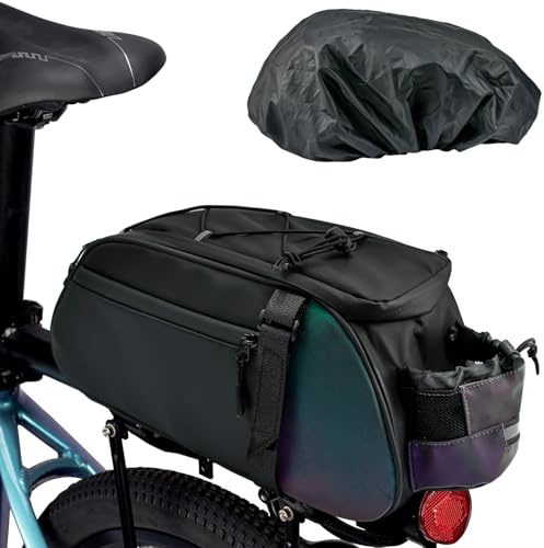 UHETLET Alforja Trasera Bicicleta 10L, Alforjas Bicicleta Impermeable, Alforjas Impermeables para Bicicletas de Montaña, Alforja Bici Trasera Mochila Reflectante para Portaequipajes de Bicicletas