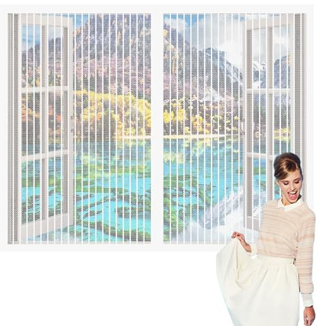 Zanzariera Magnetica Finestra Piccola 73 x 87 cm Zanzariera a Tenda Protezione Dagli Insetti per Tutti Terrazza Porte e Finestre, Bianco
