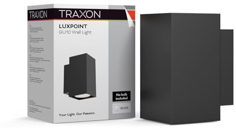 TRAXON LUXPOINT Aplique de Pared Rectangular - Wall Light para Bombilla GU10 (No Incluida) Luz Unidireccional Abajo IP20 Interior 220V Diseño Moderno (Negro, Rectangular Simple)