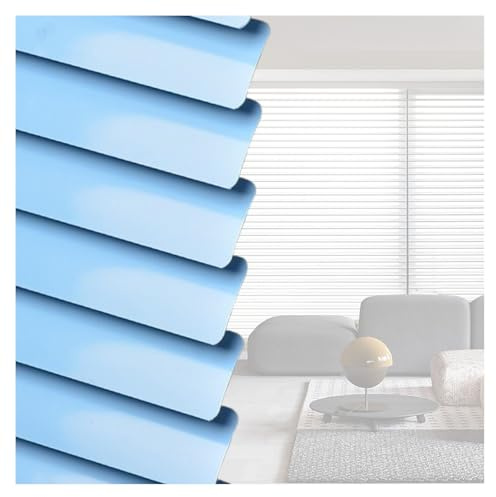 PQPQLI Persianas Horizontales De Interior, Montaje En Pared Y Techo, Persiana De Aluminio 2.5cm Lamas, Estores De Parasol para Cocina/Oficina/baño(Light Blue,Ancho 140 x Alto 170 cm)