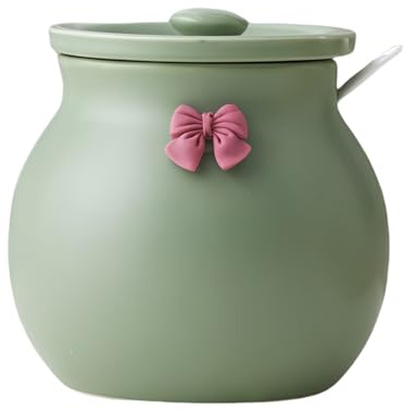 Zuccheriera con coperchio e cucchiaio da 400 ml, porta zucchero per bar, zuccheriera in ceramica