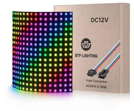 BTF-LIGHTING WS2815 RGB LED Matrix Panel 16x16 256 Pixels Dual Signal DC12V | Individuell Adressierbar RGB Programmierbar Flexible PCB Für SP801E SP803E SP805E SP107E K-1000C etc Controller Bilder Videos