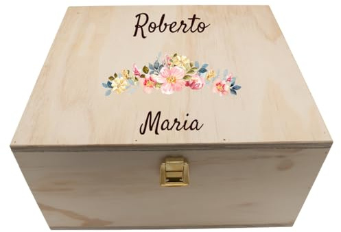 Colorfamily Scatola in Legno Personalizzata – Regalo Originale con Nome o Messaggio, Contenitore Decorativo per Calici, Bicchieri, Documenti, Compleanni, Anniversari e Occasioni Speciali