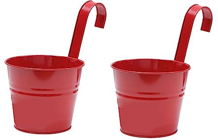Milisten Vaso da Appendere per Piante Esterno in Ferro Gancio Staccabile 2 Pz Porta Piante per Balcone Giardino