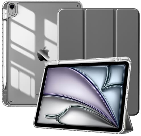 TiMOVO Hülle für iPad Air 11 Zoll (M4/M3/M2-2026/2025/2024), iPad Air 5/4 Hülle (2022/2020) 10,9, Schutzhülle mit Stifthalter, Schlank Ständer Schutzhülle mit Klar Rückseite, Space Grau